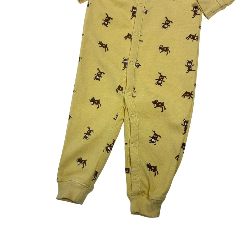 Gymboree Baby 6-12 Months Sleeper Yellow Bear Print Snap Cotton Pajamas 2005